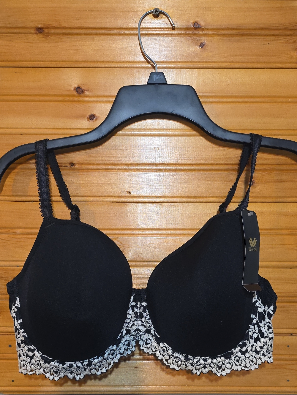 Wacoal Embrace Lace T-Shirt Bra Black 38DD NWT White Trim